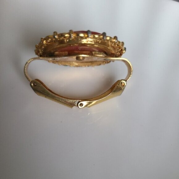 Vintage Men's Round Circle Cameo Libra Tie Clip Grandpa Core Gold Tone - Picture 3 of 7